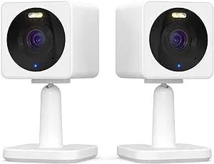 WYZE Cam OG Indoor/Outdoor 1080p WI-Fi Smart Home Security Camera with Color Night Vision, Built-in Spotlight, Motion Detection, 2-Way Audio, Compatible with Alexa & Google Assistant, White (2-Pack)