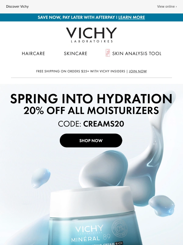 Vichy - 20% Off Moisturizers Is Waiting!