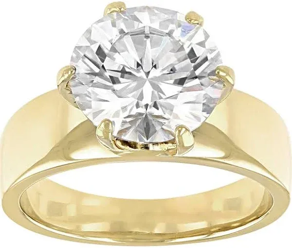 14K Yellow Gold Moissanite Solitaire Ring (4.20ct)
