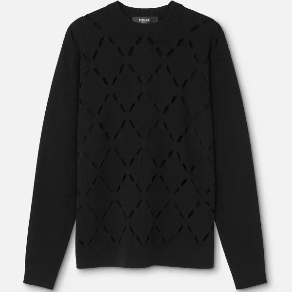 Versace Men's Slashed Merino Wool Sweater