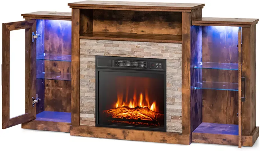GoPlus Costway 58'' Fireplace TV Stand with Adjustable Shelves - White