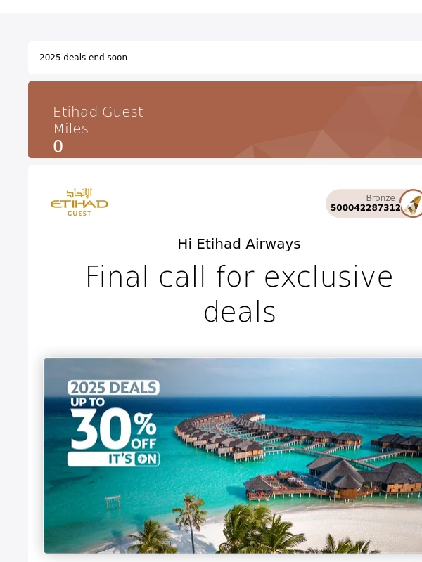 Etihad - Last chance: Up to 30% off ⏰