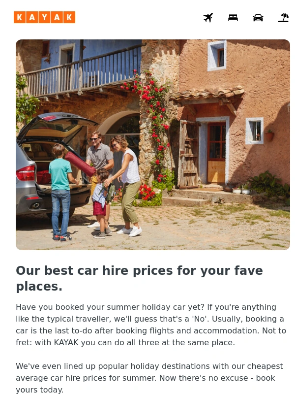 Kayak - See our cheapest car hire prices