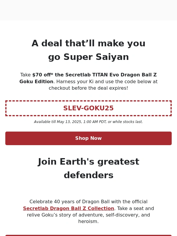 Secretlab - Goku Day exclusive: $70 off TITAN Evo Goku Edition