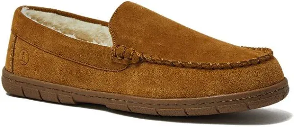 Lands' End Men's Fuzzy Lined Suede Moccasin Slippers