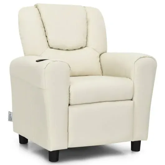 Costway Children PU Leather Recliner Chair with Front Footrest