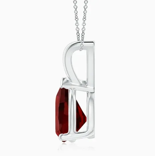 V-Bale Pear-Shaped Garnet Solitaire Pendant