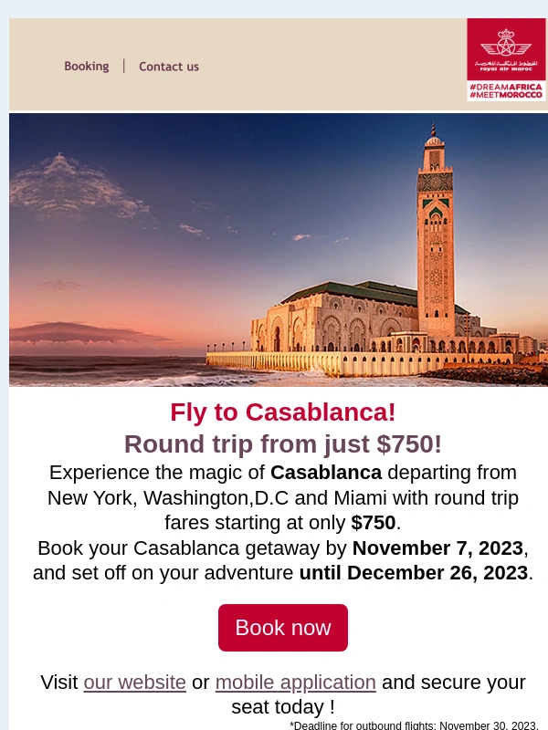 Royal Air Maroc - ✈Casablanca starting from $750 RT