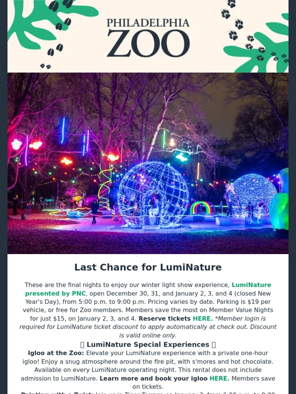 Philadelphia Zoo - ⛄ Last days to experience our winter light show,LumiNature presented by PNC