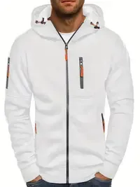 Men's Solid Hooded Long Sleeve Sweatshirt Jacket