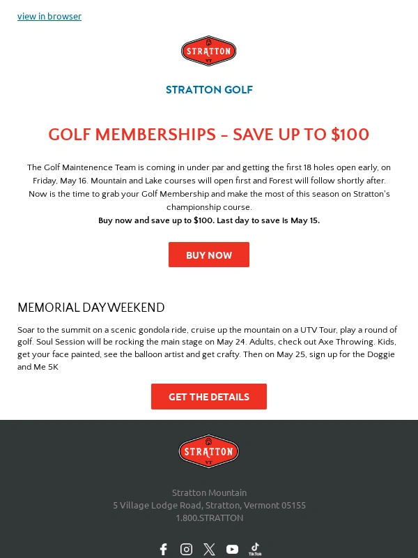 Stratton - 1 Week Left to Save on Golf Memberships