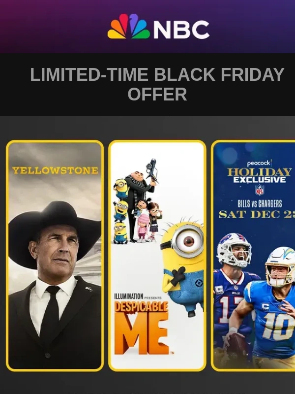 NBC - Your Peacock Black Friday Offer Is Here