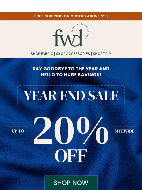 Fabric Wholesale Direct - End 2024 with 20% off on top-quality fabrics!