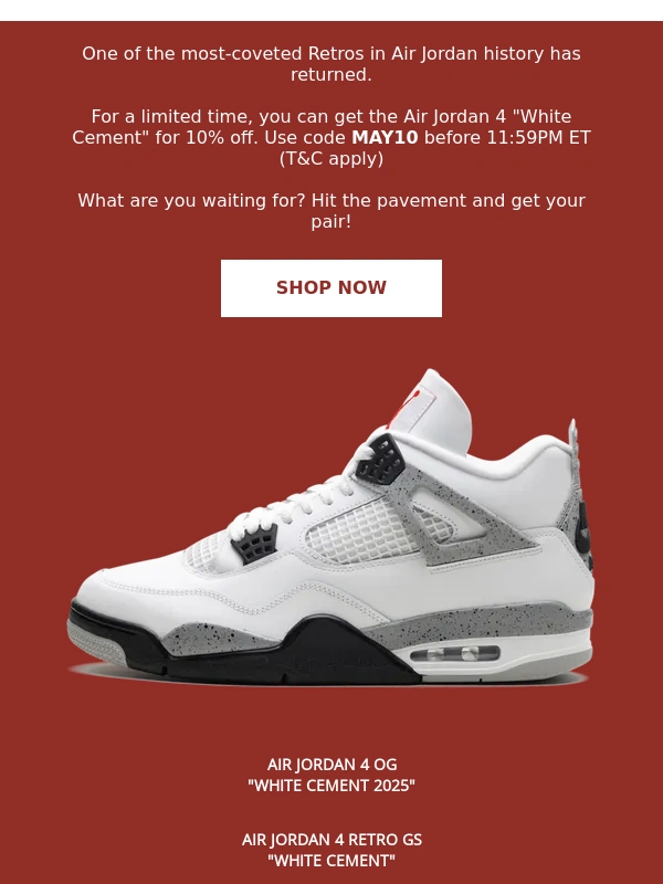 Stadium Goods - Just Dropped: AJ4 "White Cement"