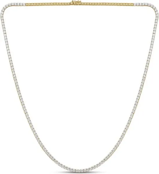 10K Yellow and White Gold 3 ct. tw. Diamond Tennis Necklace