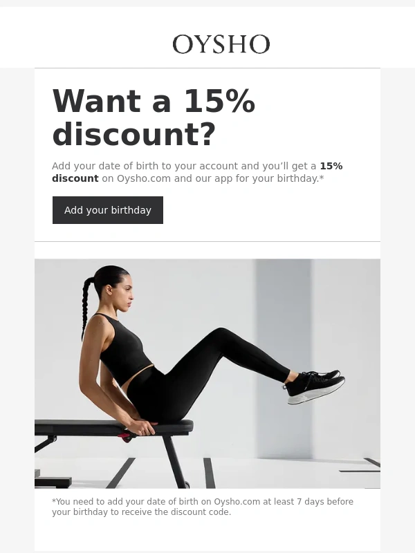 Oysho - Want a 15% discount?