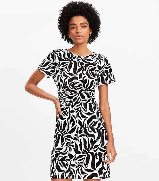 Women's Loft Petite Fern Draped Mini T-Shirt Dress Size