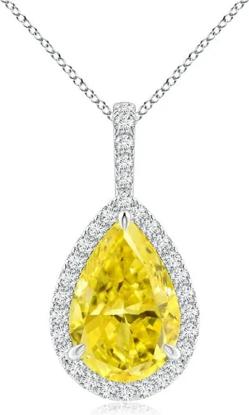Teardrop Pendant with Diamond Halo