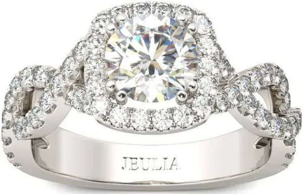 Jeulia Round Cut Sterling Silver Twist Wedding Band