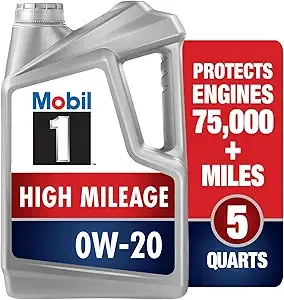 Mobil 1 High Mileage Full Synthetic Motor Oil 0W-20 5-Qt