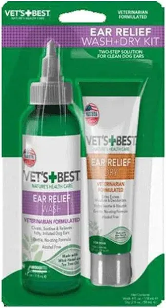 Vet's Best Dog Ear Relief Wash + Dry Kit