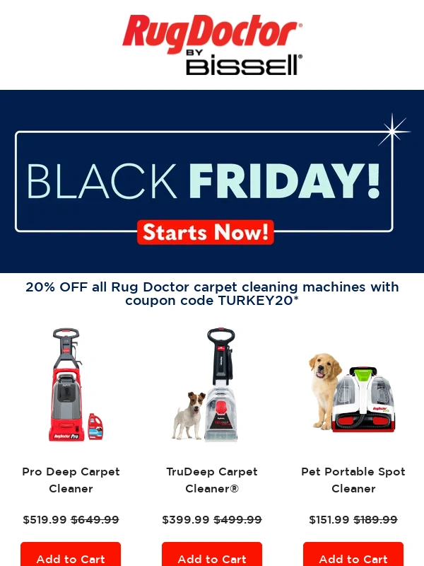 Rug Doctor - ? ✨ Black Friday starts NOW: 20% Off Rug Doctor Machines!