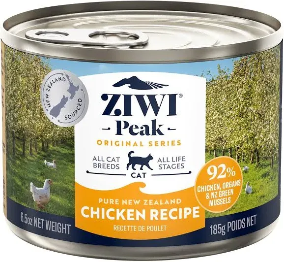 ZIWI Peak Canned Wet Cat Food – All Natural, High Protein, Grain Free, Limited Ingredient, with Superfoods (Chicken, Case of 12, 6.5oz Cans).