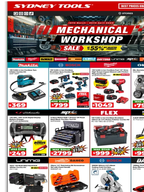 Sydney Tools - Mechanical Workshop Sale! Up to 55% off! ?️ Come in for Deals You Don't Want To Miss ? Shop In-Store or Online Today!