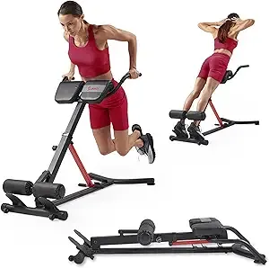 Sunny Health & Fitness Hyperextension Roman Chair with Dip Station - SF-BH620062, Black