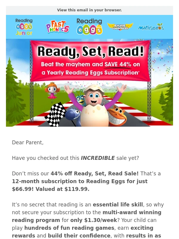 Reading Eggs - Run don’t walk! 44% Off Ready,Set,Read Sale Ends Soon!