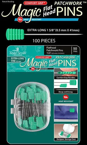 Magic Pins Flathead Patchwork Extra-Long Fine 100pc