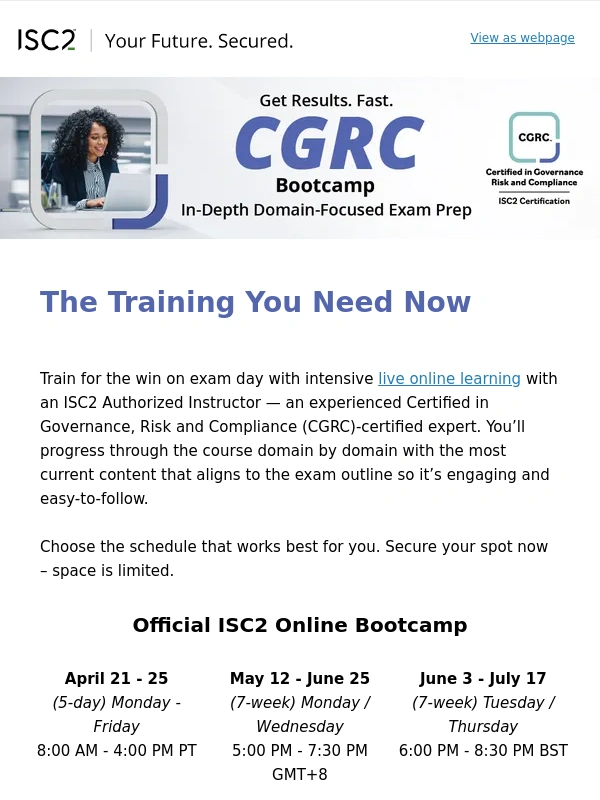 Isc2 - Get Results! CGRC Online Bootcamp