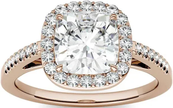 Charles & Colvard Moissanite Emerald Adora Halo Engagement Ring