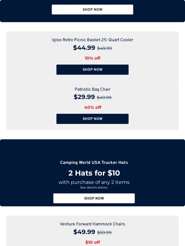 Camping World - Save up to 40% on camp chairs,coolers,& more