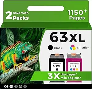 Relcolor 63XL Ink Cartridges Replacement for HP 63 XL Black Color Combo Pack for HP63 HP63XL for 4650 3830 5255 4520 5258 3630 4652 4655 5200 4512 3632 5252 2132 1112 3631 2130 4510 3634 3833 4511
