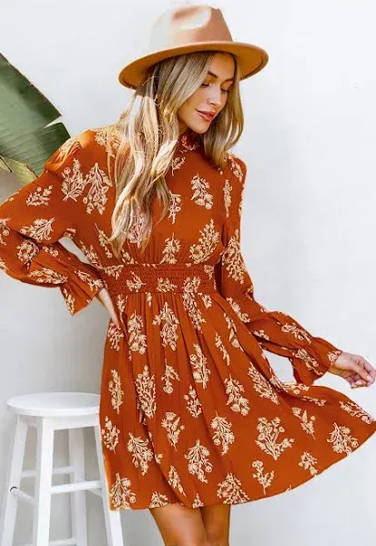 Cupshe Floral Blouson Sleeve Mini Dress with Pockets