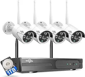 [Expandable 8CH, 2K] Hiseeu Wireless Security Camera System with 1TB Hard Drive