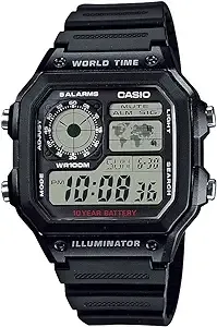 Casio Men's 39.5 mm Analog Digital Multi-Function Watch (Black)