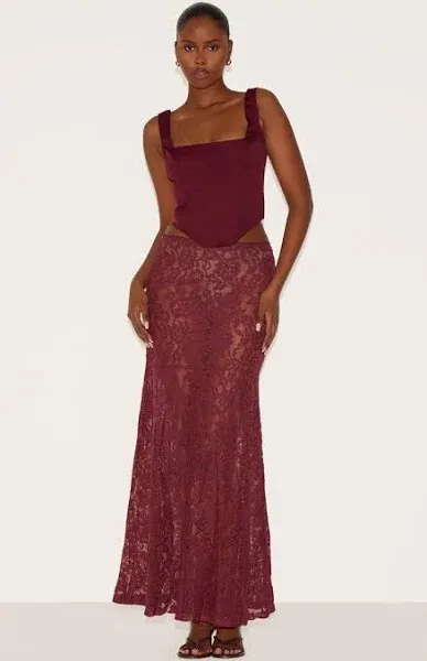 Floral Lace Sheer Maxi Skirt