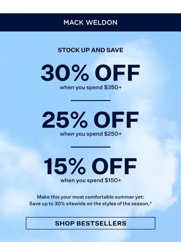 Mack Weldon - Not a typo: Up to 30% off everything