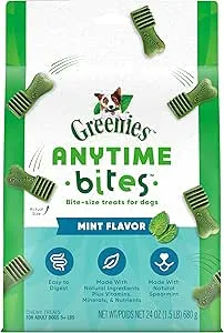 Greenies Anytime Bites Dog Treats, Mint Flavor, 24 oz. Bag $17.99 at Amazon