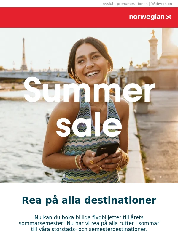 Norwegian - Rea på alla destinationer! Från 349 kr enkel resa