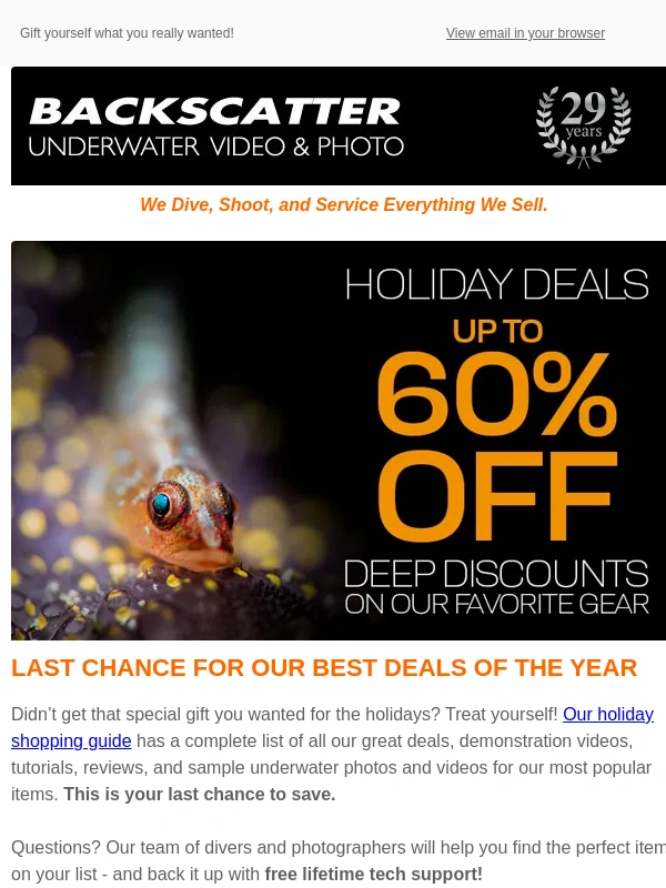 Backscatter - LAST CHANCE FOR OUR BEST DEALS OF THE YEAR