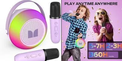 Monster Mini Karaoke Machine with 2 Wireless Microphones
