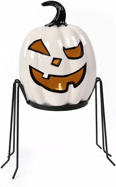 National Tree Company 15" Pre-Lit Ghost Pumpkin in Stand