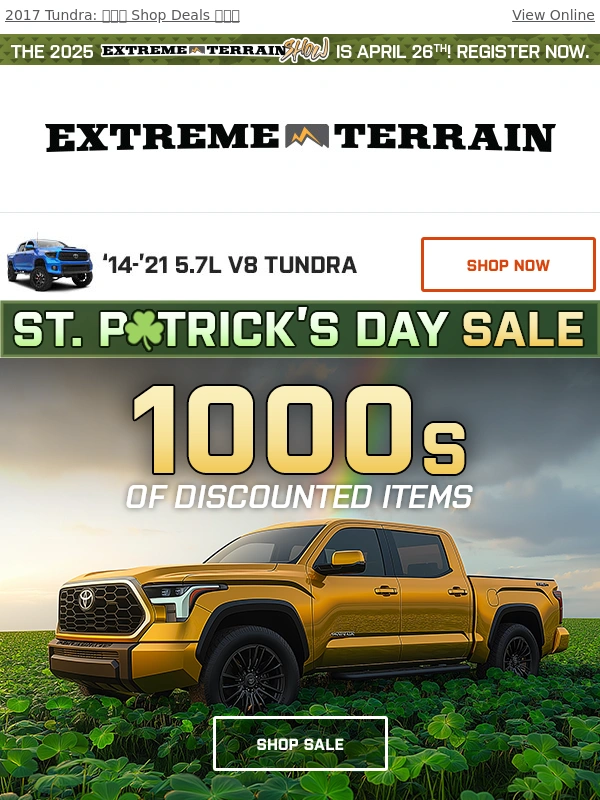 ExtremeTerrain - You’re in Luck – Up to 50% Off For Your Super White Tundra