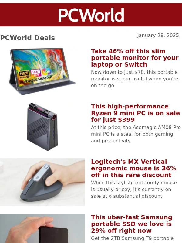 PCWorld - Take 46% off this slim portable monitor for your laptop or Switch