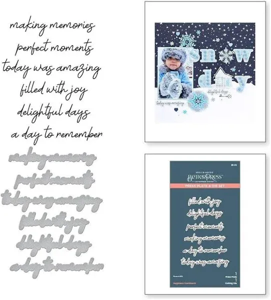 Spellbinders Happiness Sentiments Press Plate & Die Set