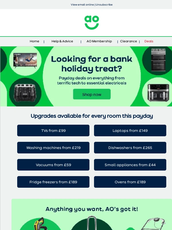 AO - TVs from as low as £99 ?