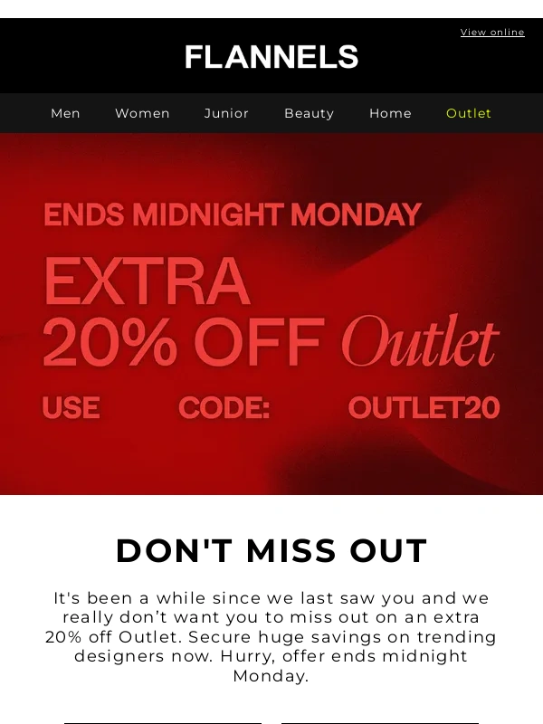 Flannels - We miss you | Extra 20% off ends Monday
